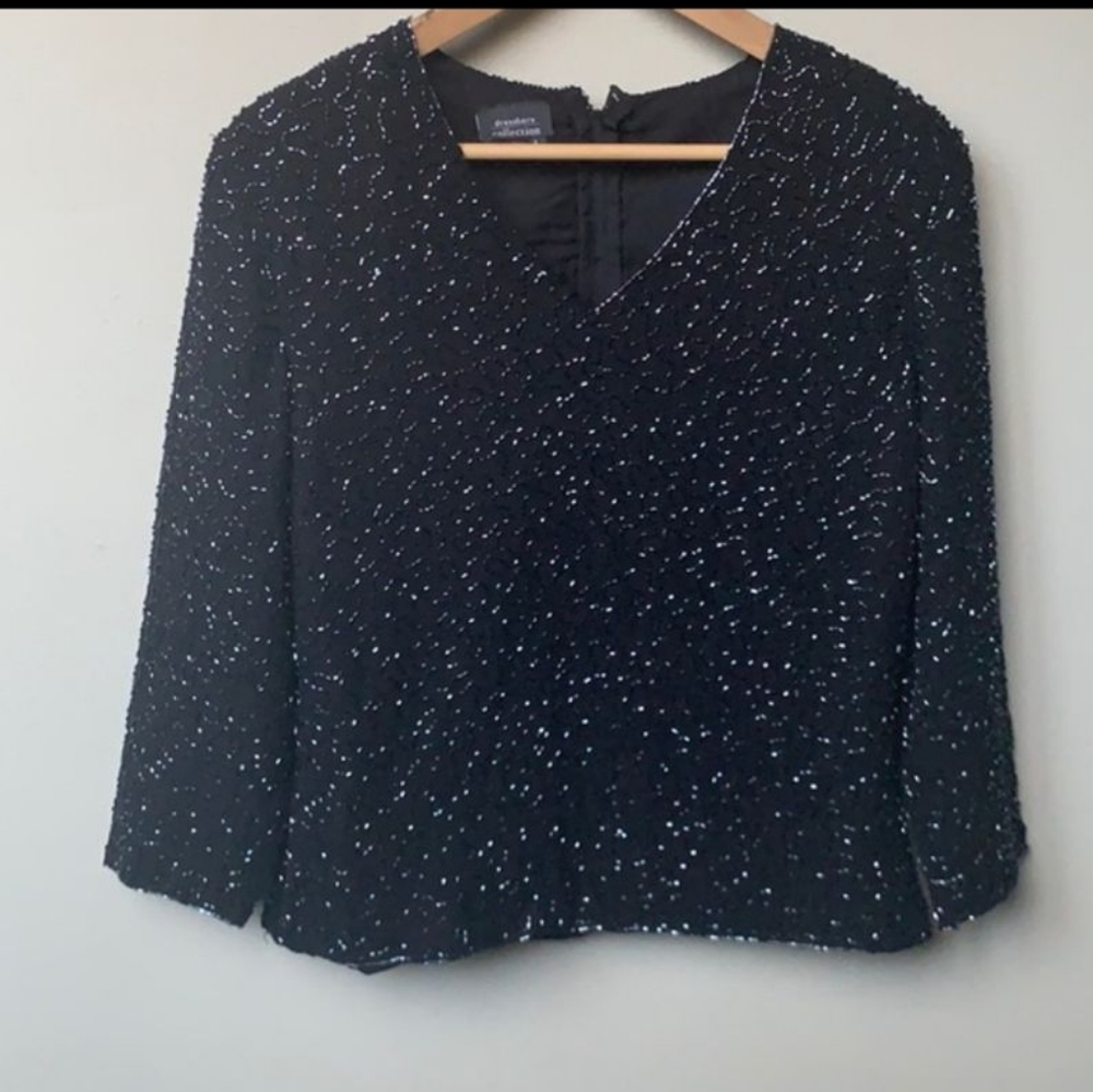 Dressbarn Collection Beaded Top Long sleeve Beautiful black - Picture 1 of 8
